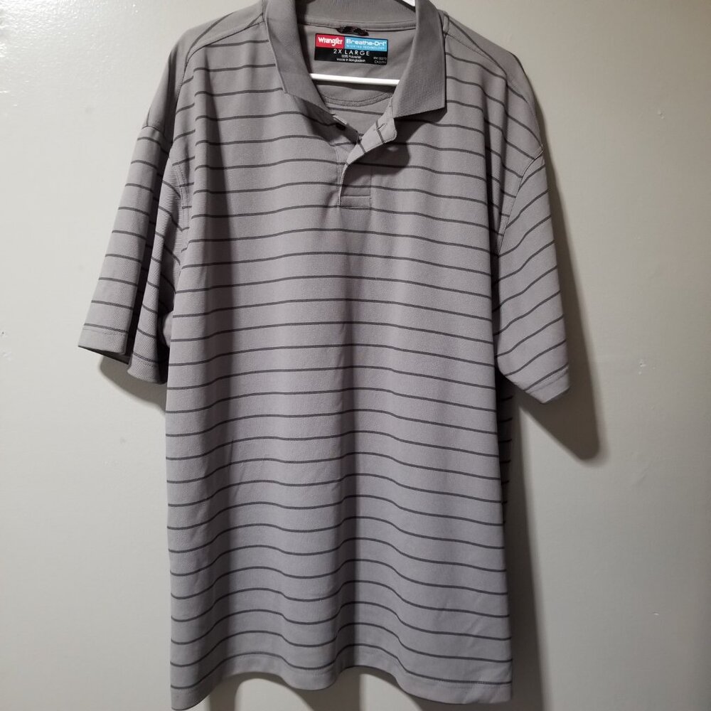 Wrangler Polo Shirt Breathe Dri Gray Short Sleeve Men's 2XL
